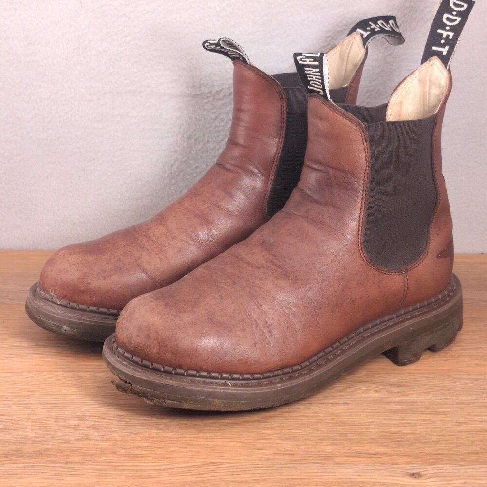 John Fluevog Womens 7.5 EU 38 UK 5 Chelsea Boots Brown Leather Ankle NEED RESOLE